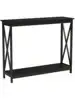 Black Finish 3-Tier X-Design Occasional Console Sofa Table Bookshelf 4