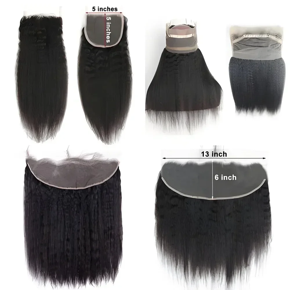 High-quality 10A Brazilian Raw Hair Kinky Straight Closure,13x4 Transparent Lace Frontal Remy Hair Extensions for Women.