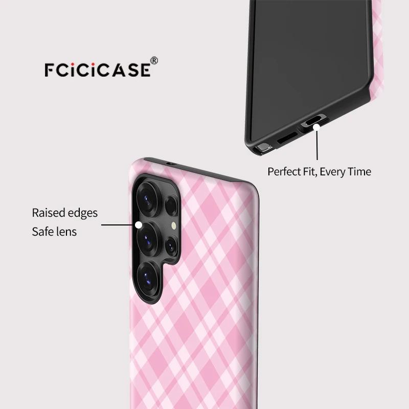 Grid Pattern Double-Layer Phone Case Cover