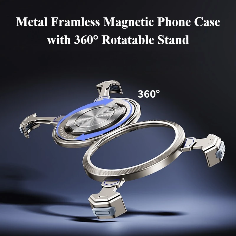 Oatsbasf Bezel-less Shockproof Phone Case with 360° Rotatable Magsafe Stand