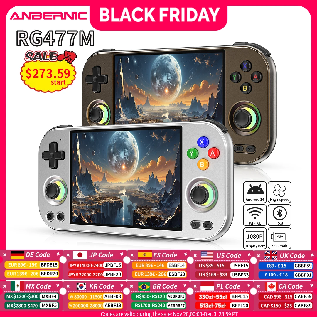 ANBERNIC RG 477M レトロ携帯ゲーム機 4.7インチLTPSインセル