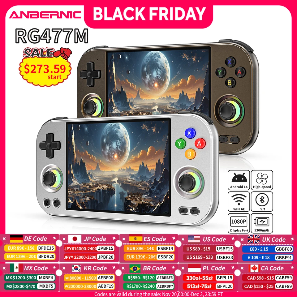 ANBERNIC RG477M 8GBメモリ + 128GB 新品 ANBERNIC RG 477M Retro Handheld Game Console Android 14 5300mAh