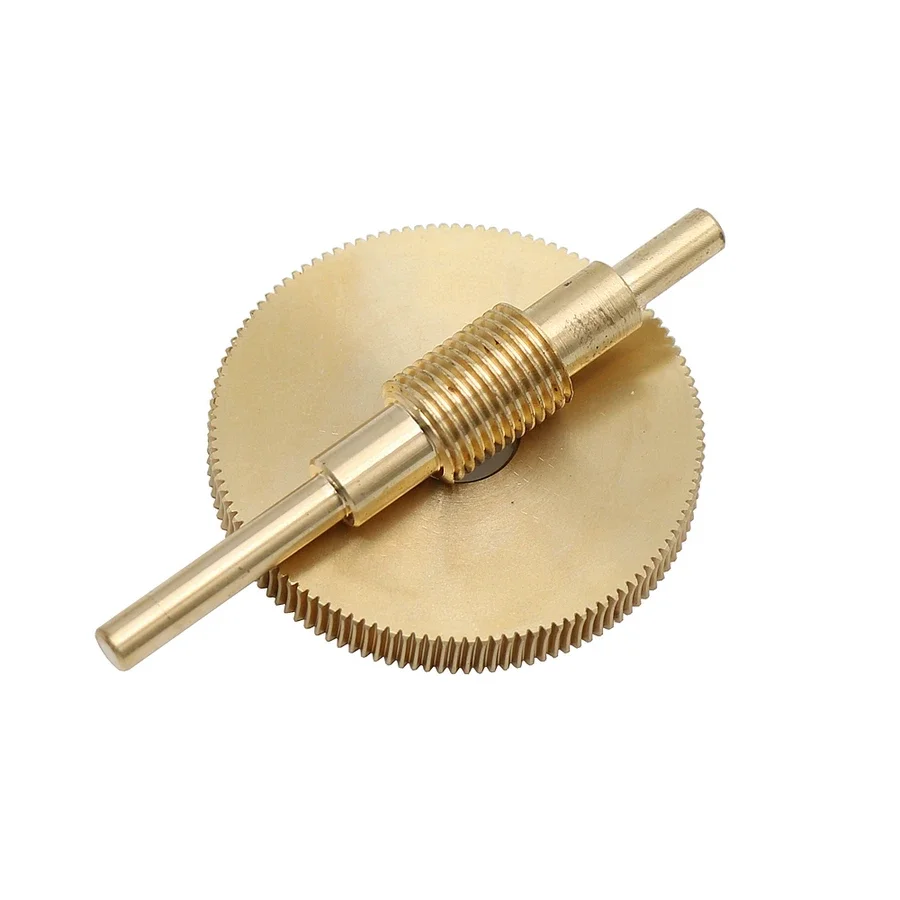 059 Brass Worm Gear 120 Teeth 0.4MM 120T 12MM Hole Diameter Gear 1:120 Brass Decelerating Turbine Worm 75MM Rod