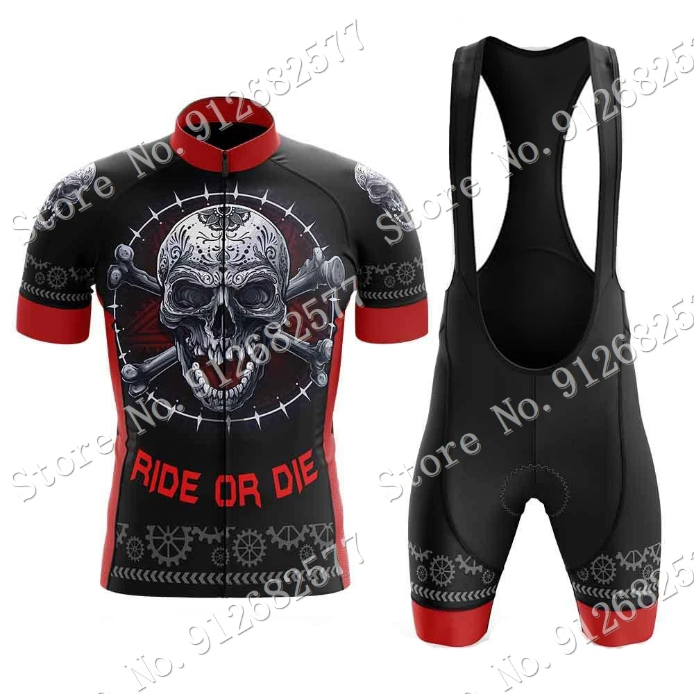 Ensemble de vêtements de cyclisme crâne pour hommes maillot