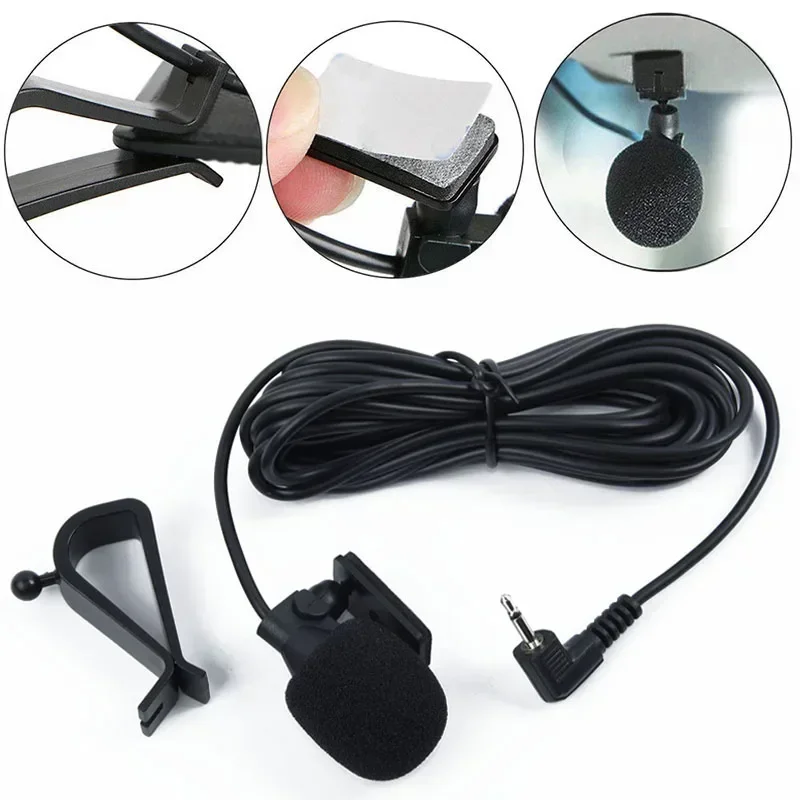 3 Meters 2.5mm Microphone Condenser Clip-on Lapel Mic External Microphone for Car Pioneer Stereos Radio Receiver Condenser Mic