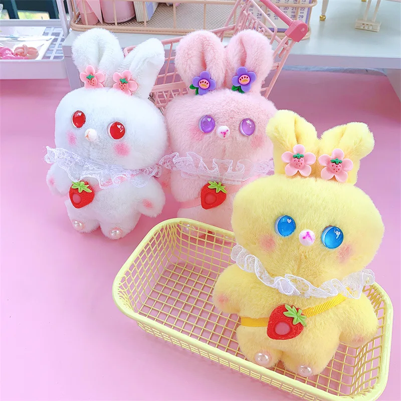 

Cartoon Kawaii Strawberry Rabbit Plush Doll Keychain Charm Creative Cute Ins Small Fresh Strawberry Rabbit Plush Doll Bag Charm