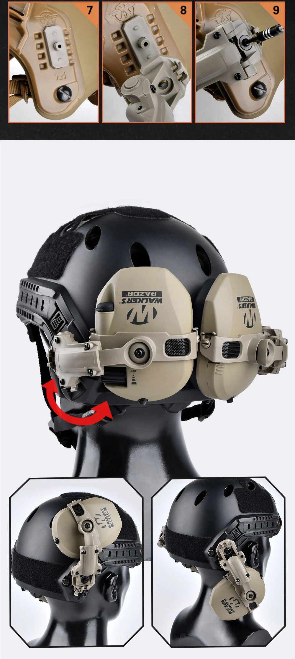 ARC Walker's Razor Headset Helmet Mount Bracket Adapter