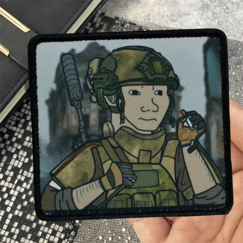 �Doomer“ Lustiger Humor-Moral-Abzeichen-Aufnäher, Soldaten mit Zigaretten-Hintern, taktisches militärisches Armband, Klettverschluss, Rucksack, Hut-Aufkleber