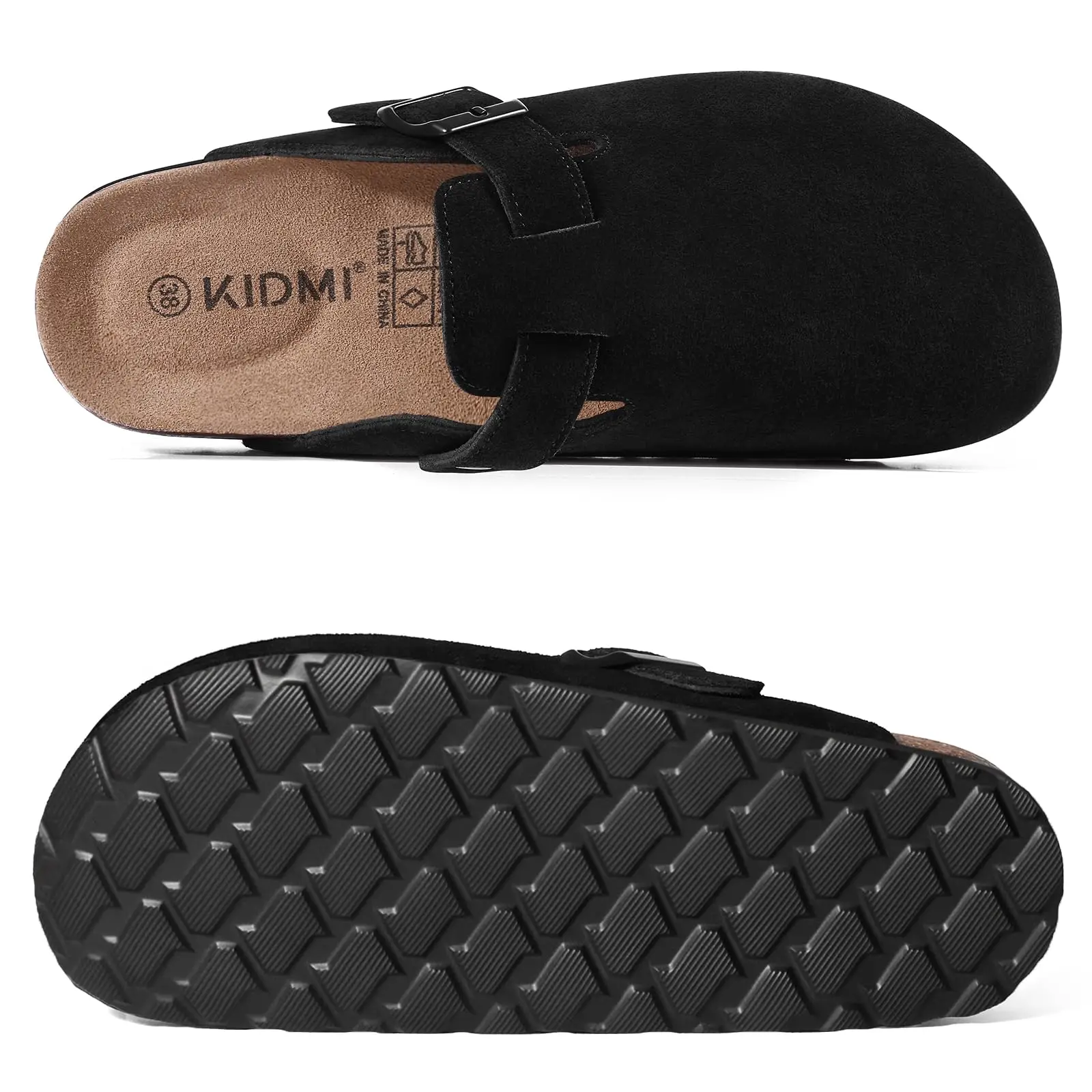 Unisex Fashion Cork Suede Clogs with Adjustable Buckle