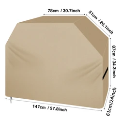 Durable Weatherproof Large BBQ Grill Cover with Velcro (Khaki)
