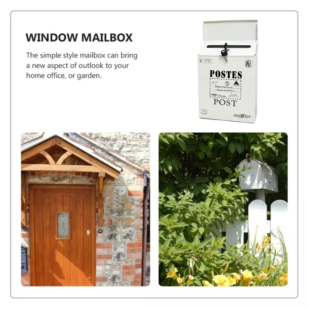 1pc White/Green/Blue Vintage Wall Mount Mailbox With 2 Keys Waterproof Mail Retro Postal Letter Newspaper Box 29*22*6.5cm wall mounted mailbox