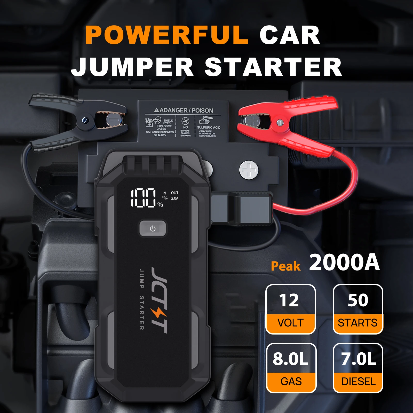 Car Jump Starter Power 12V Portable Battery Charger Automatic Emergency Booster Start Equipment