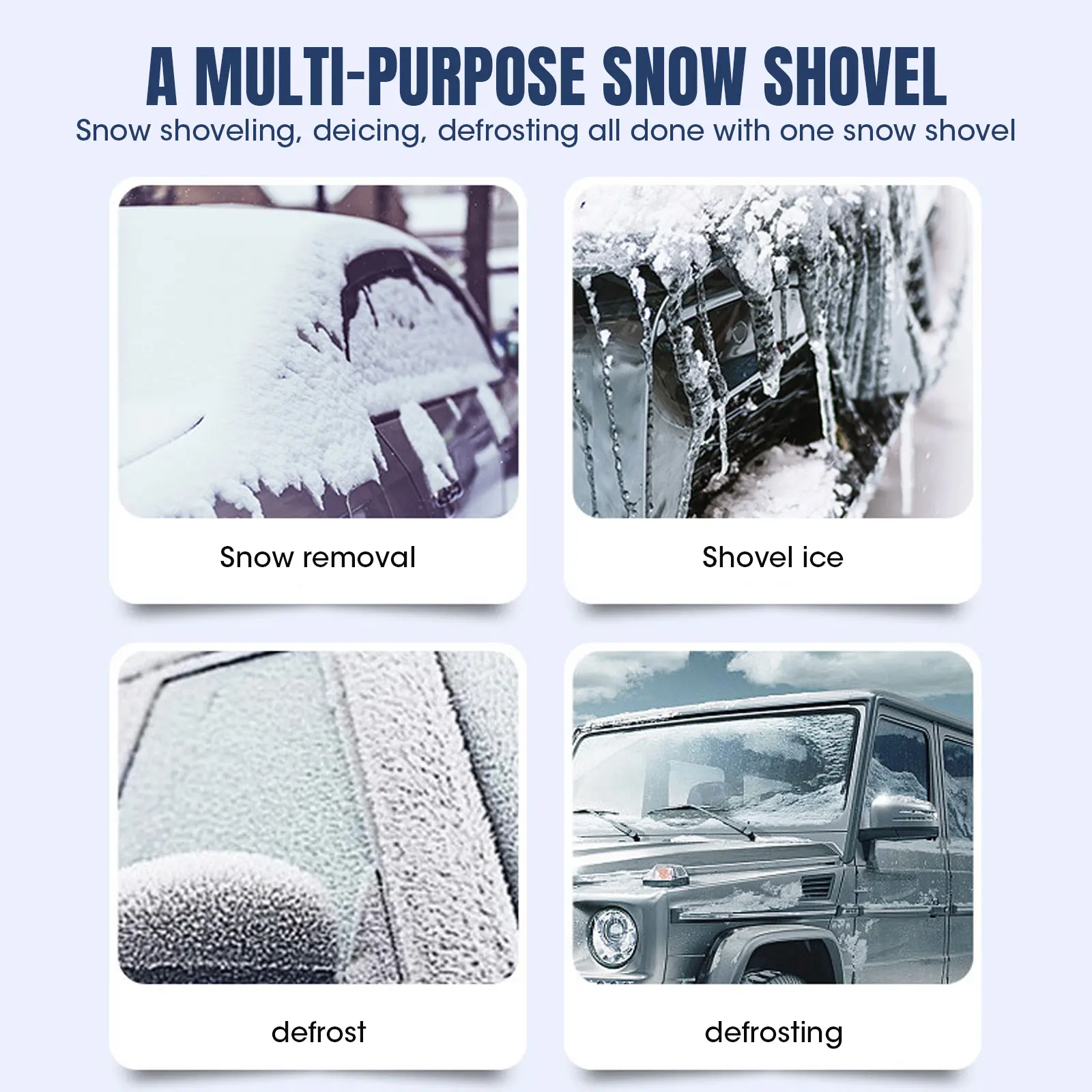 1 Pc ABS Three-in-one Retractable Durable Car Snow Removal Shovel Ice Scraping Defrosting with Safety Hammer Auto Cleaning Tools