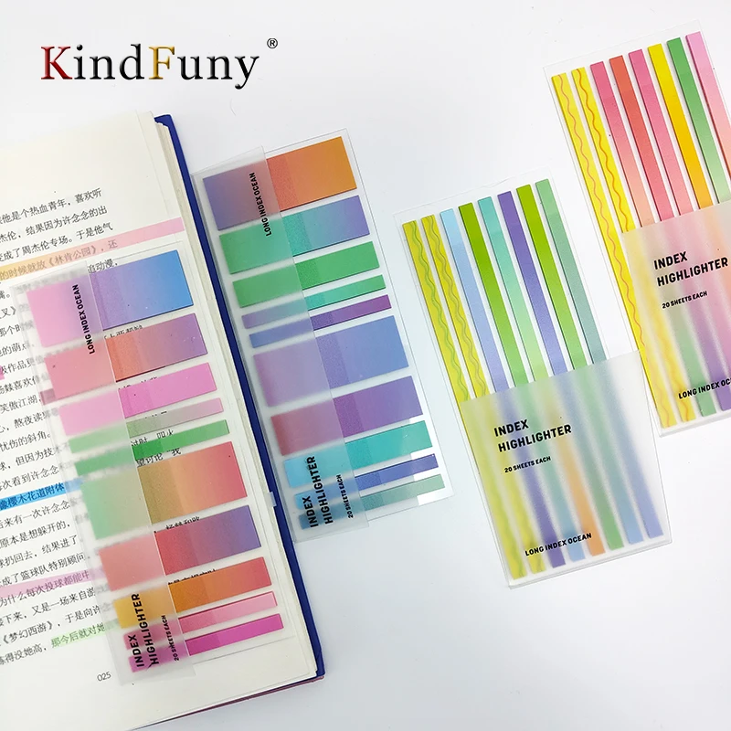 

KindFuny 4 Packs Transparent Sticky Notes Tab Self-Adhesive Kawaii Clear Bookmarkers Annotation Books Page Marker Stationery