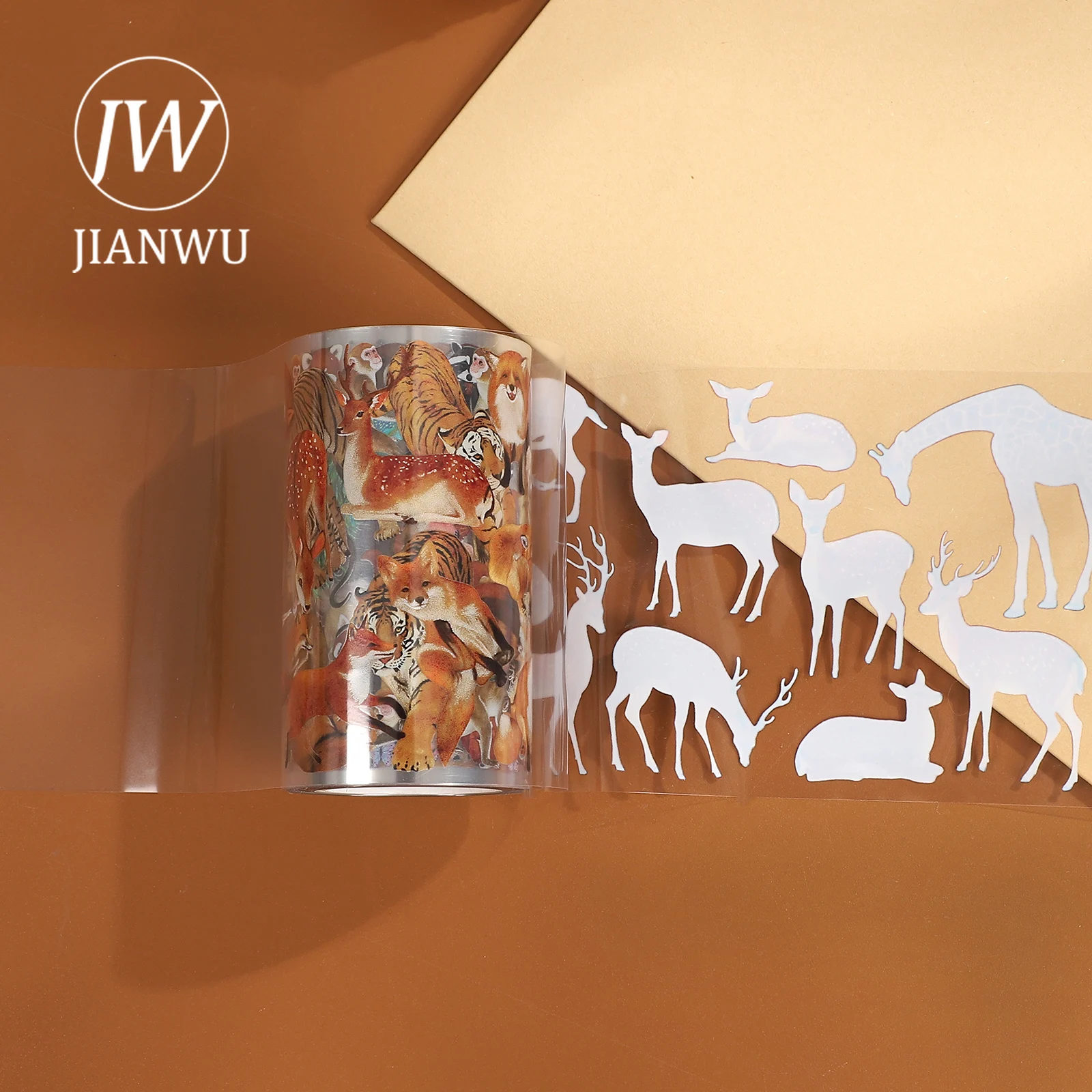 JIANWU 70mm * 5m 빈티지 숲 동물 풍경 재료 콜라주 스크랩북 PET 테이프 크리 에이 티브 DIY 저널 문구