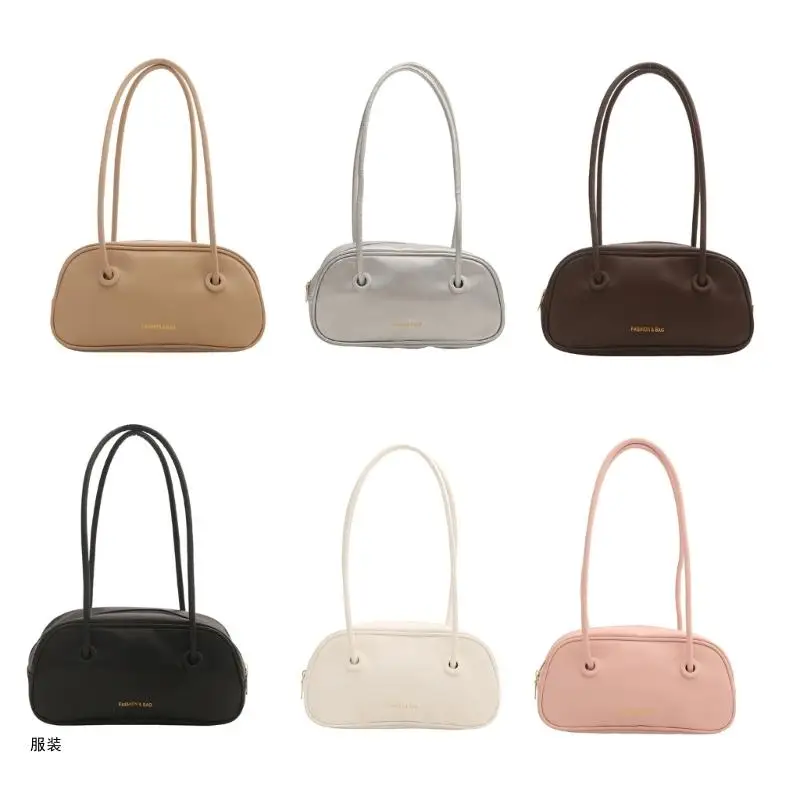 D0UD Women Bag PU Leather Shoulder Bag Solid Color Armpit Bag Fashion Underarm Bag