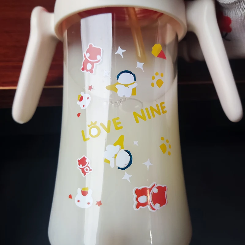 2 Nipple Baby Feeding Bottle With Bling Pacifier 8oz Wide Mouth Newborn Nursing Bottle BPA Free Portable Baby Bottles