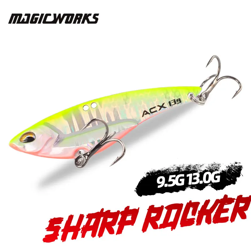 Magic Works Metal VIB Sinking Fishing Lures Vibrator 9.5G 13G Metal Jig Fake Fish Vibration Jigging Baits Rochfish Vib Blade