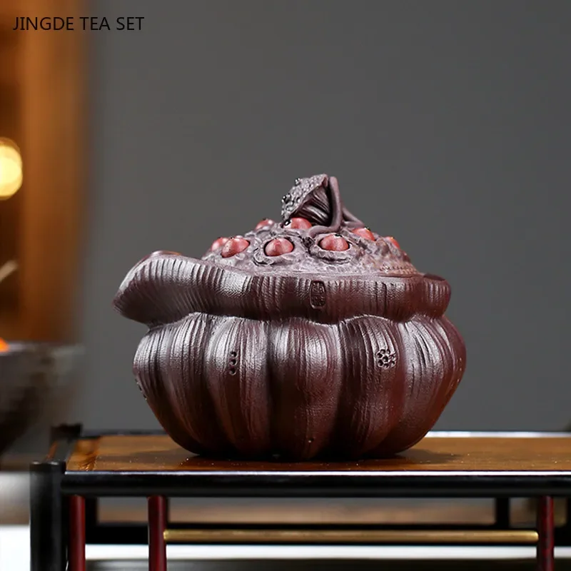 260ml Boutique Yixing Purple Clay Tea Pot Handmade Lotus Seed Tea Maker Raw Ore Purple Mud Filter Teapot High-grade Tea Set