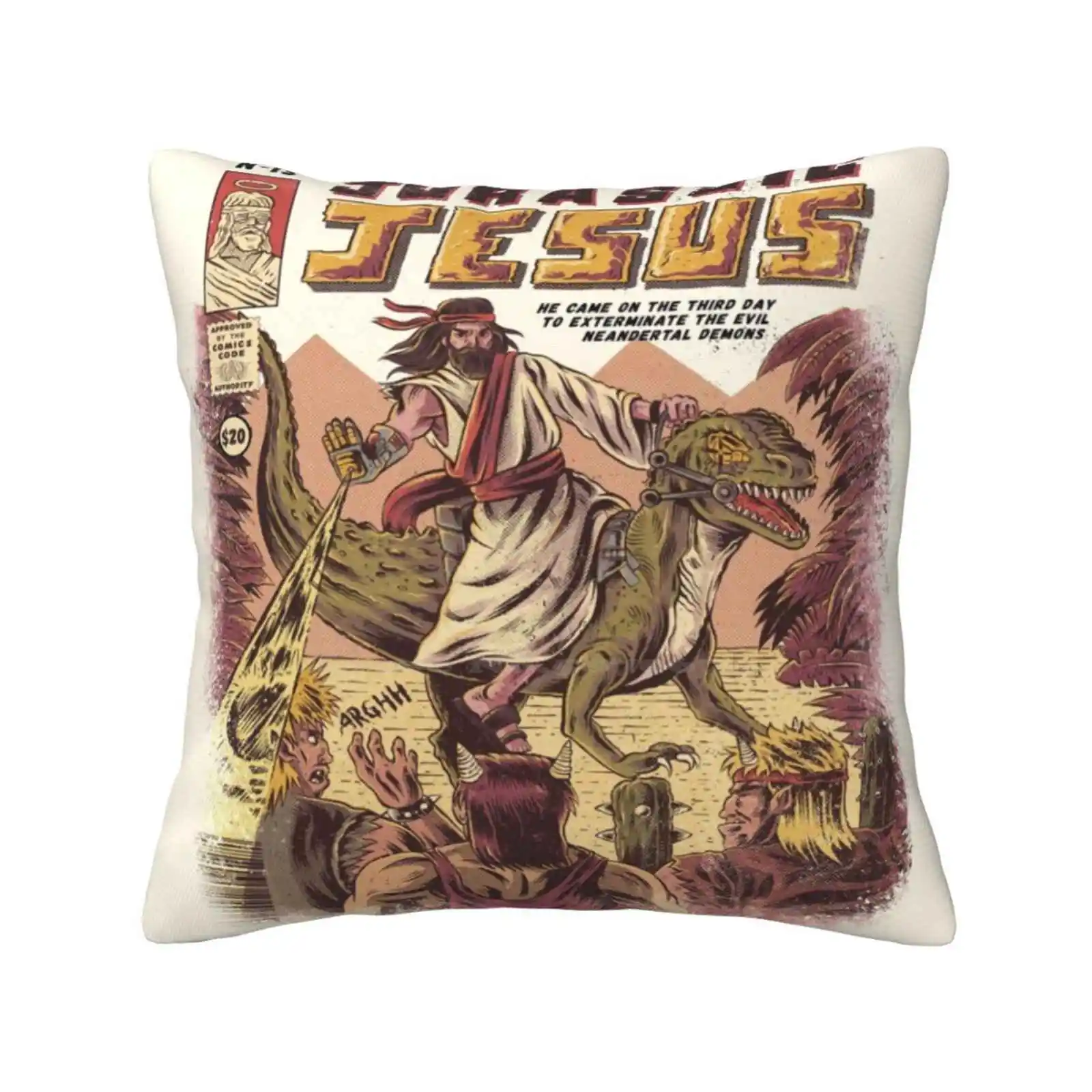 Jesus Pillows Case Camera Da Letto Decorazione Della Casa Divertente Dinosauro Retro T Rex Presonic Wtf Comics Esilaranti Ilustration Lettering