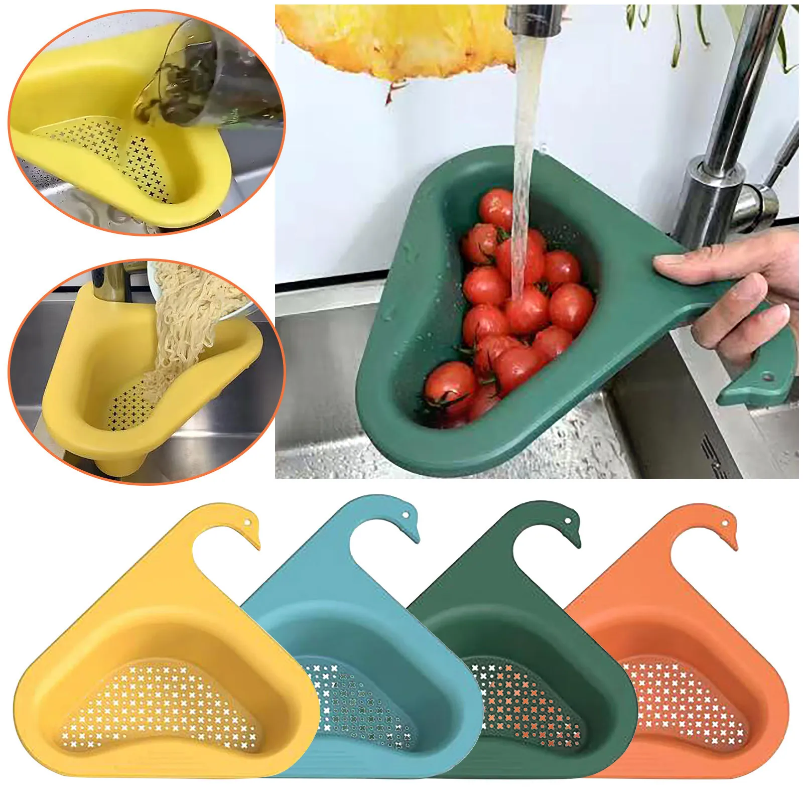 Eteslot Hanging Filtering Draining Rack,Sink Strainer Basket Triangular