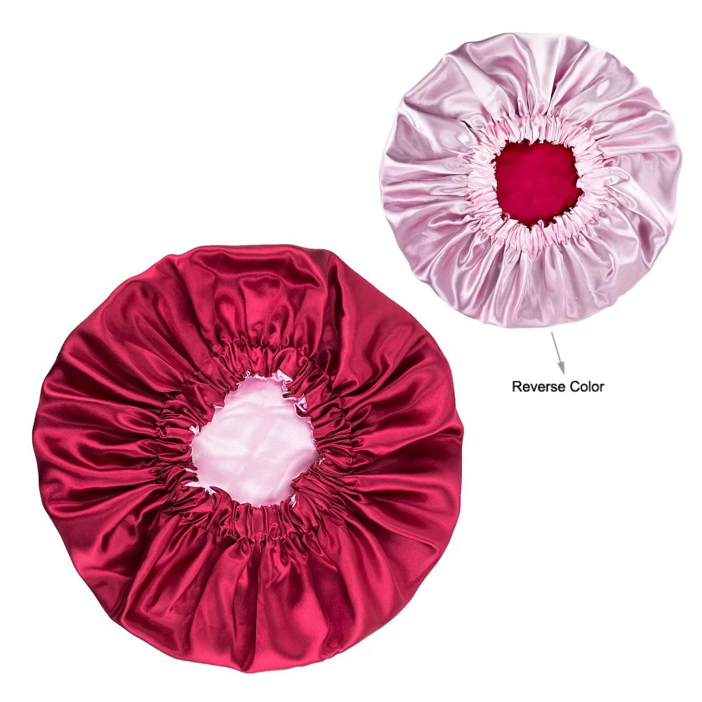 New Extra Large Satin Lined Bonnet Women Big Size Beauty Print Satin Silk Bonnet Sleep Night Cap Head Cover Bonnet Hat Wholesale