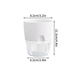 Transparent Self - Watering Hydroponic Flower Pot with Double - Layer Design and Cotton Rope System (White  8cm)