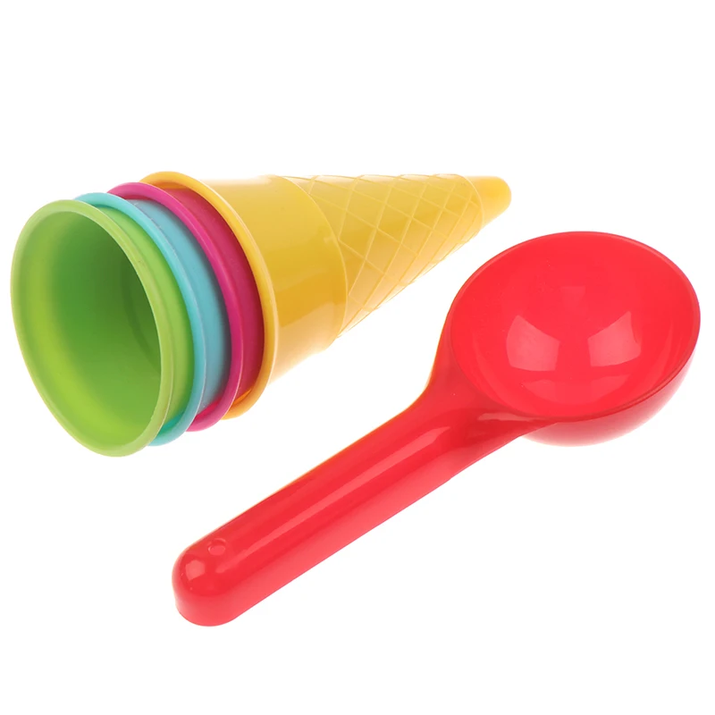 5 Pcs/lot Cute Ice Cream Cone Scoop Sets Beach Toys Sand Kids Children Outdoor Play 4
