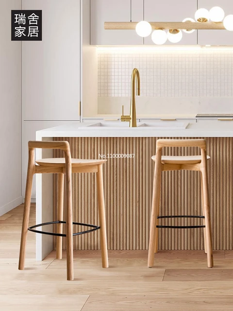 Sgabelli da bar in legno massello per cucina e tavolo alto sgabello moderno  e minimalista sedia sgabello da bancone tavolo da bar sgabello alto sedia  da bar con schienale - AliExpress