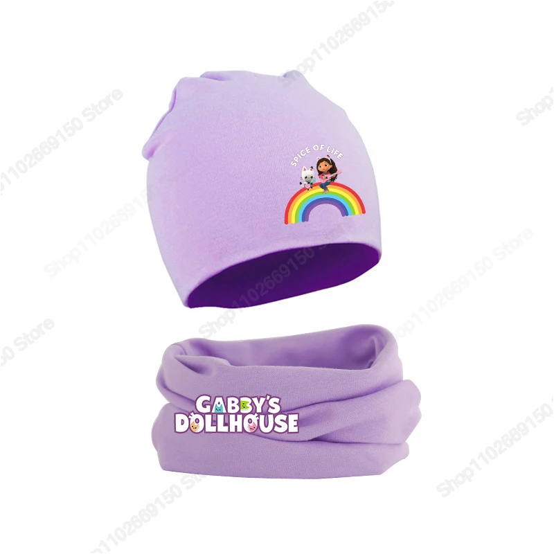 Gabby Dollhouses Girl Winter Cute Hat Sciarpa Set Kid Anime Kawaii Warm Cap Sciarpa Suit Bambini Fashion Cartoon Accessori Casual