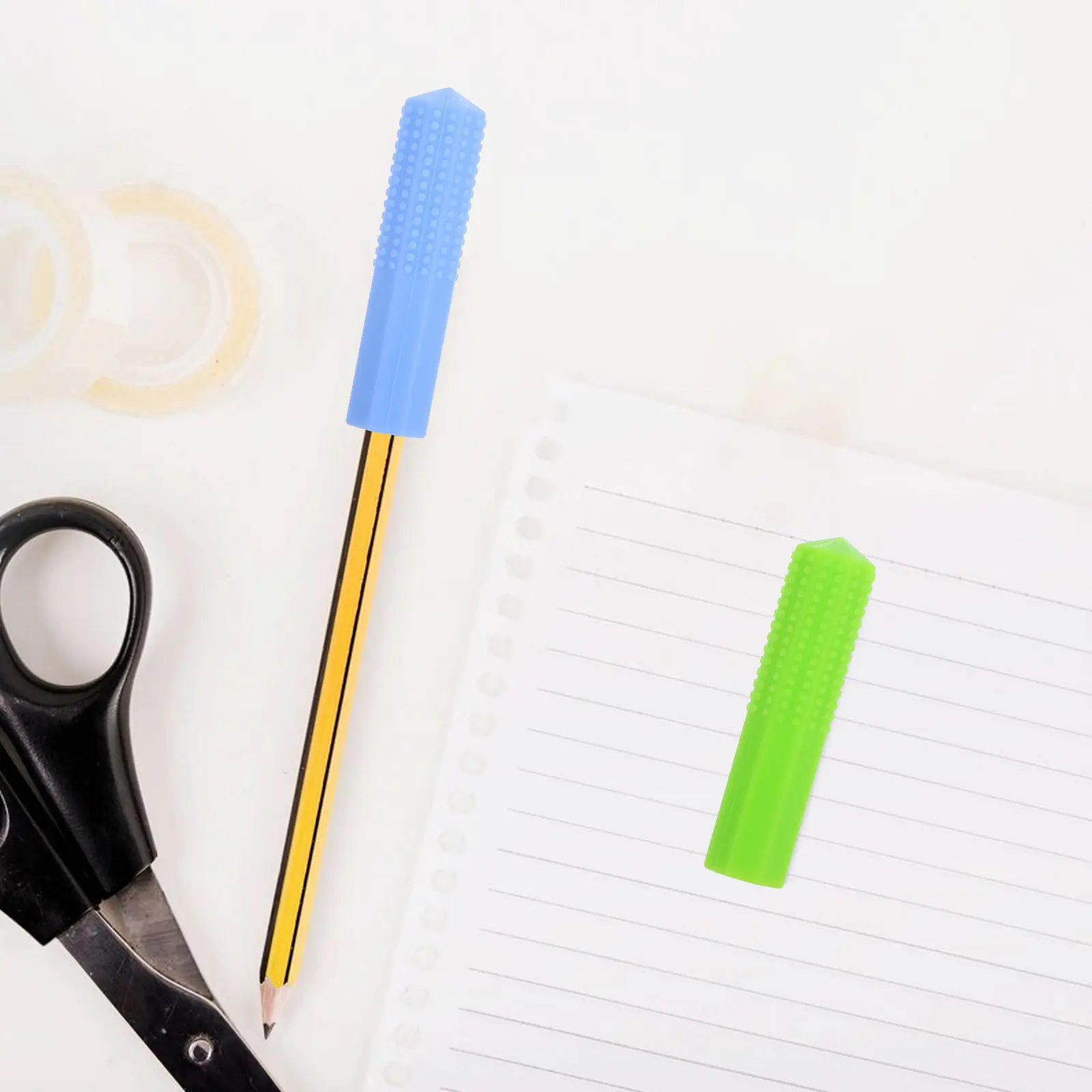 실리콘 츄이 펜슬 토퍼 감각 자극 펜슬 캡 지우개 커버 밝은 색상 도트 디자인 부드럽고 유연한 학교용 츄잉 보조기구