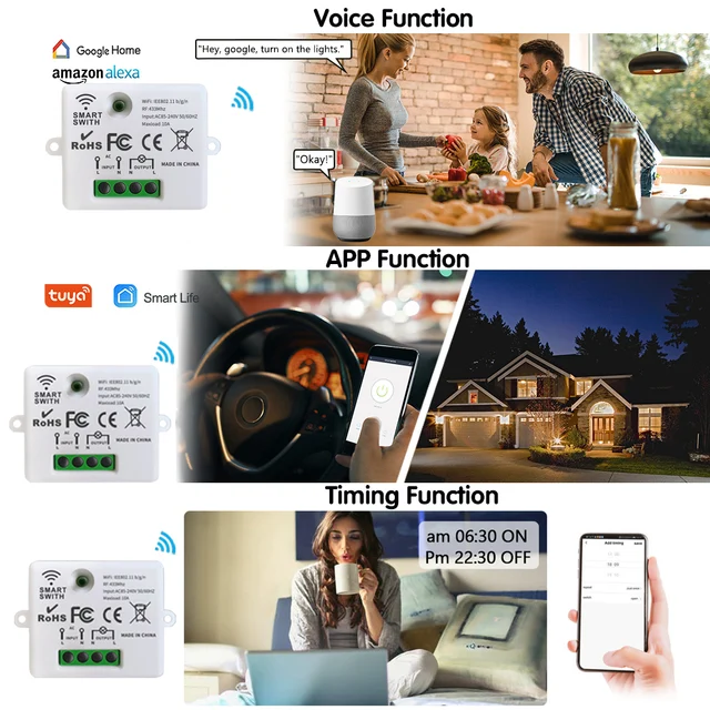 Mini Module WIFI Tuya Smart Light Switch Wall Panel Push Button Switch