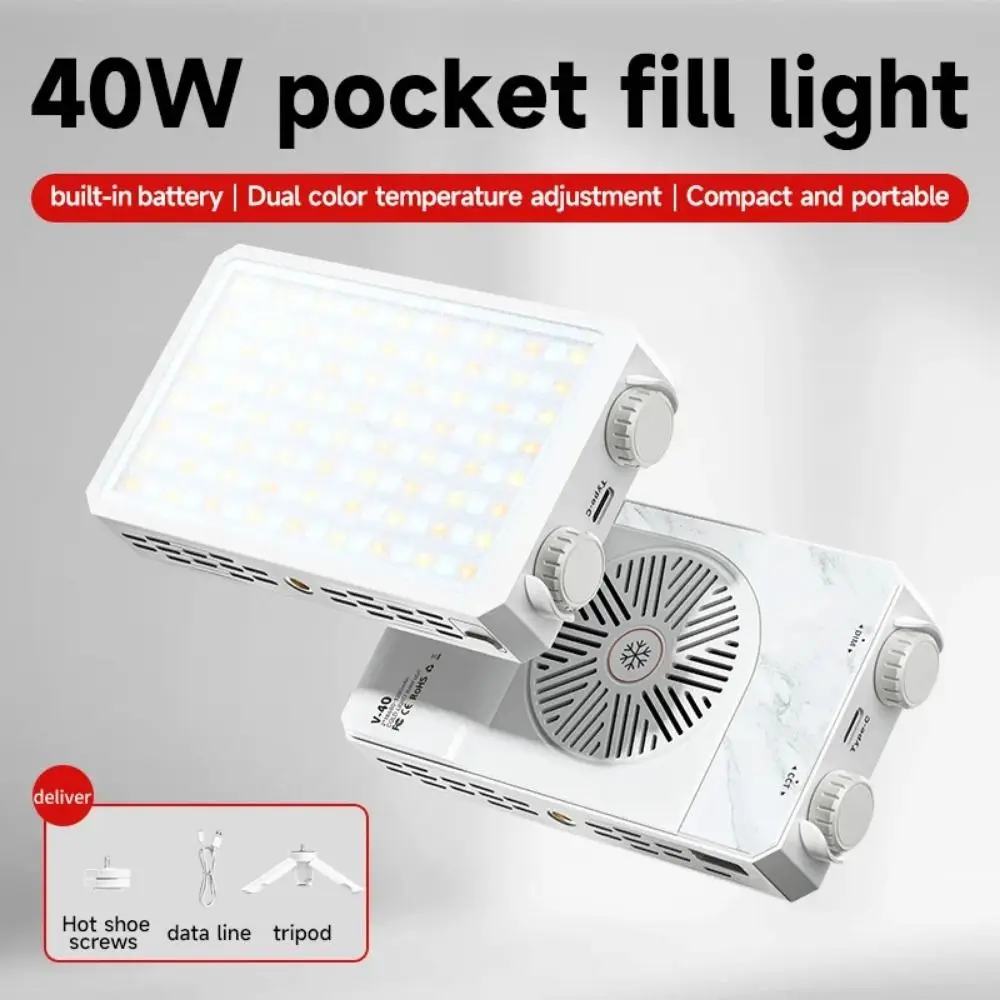 40W RGB LED Camera Light 4400mAh Battery CRI/TLCI 90+ Pocket Photography Light 2800-9000K Adjustable Mini LED Video Lamp Camping