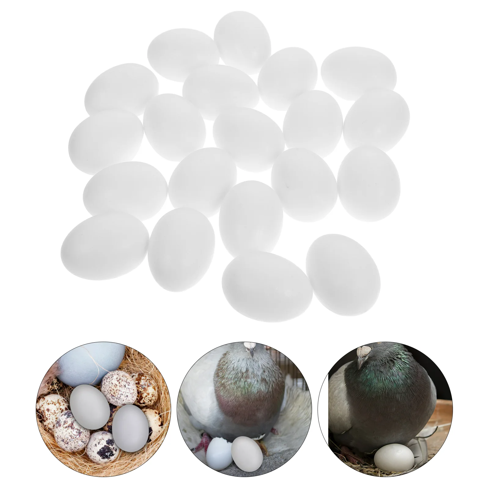 20 Pcs Fake Eggs Soothing Pigeons and Raising Supplies Nest Bowl Plastic Quail Cartons Prop