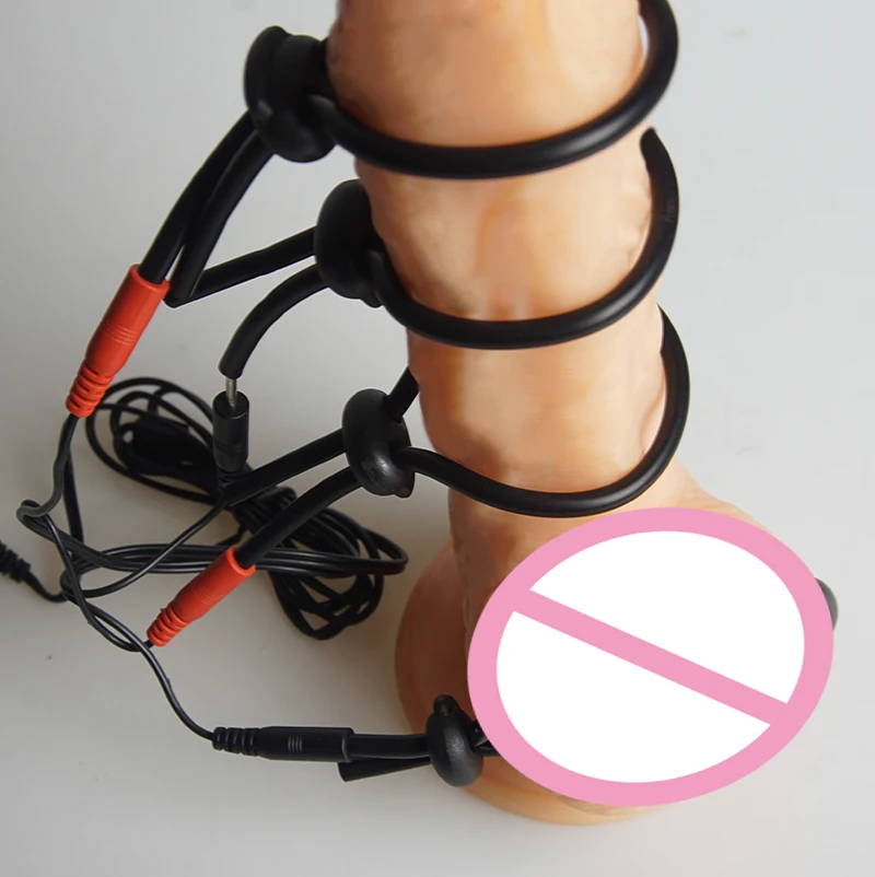 E stim Toys for Men Electrostimulator Cock Penis Ring Cockring Bdsm Electro Sex Chastity Cage Electric Shock Shocker Estim Electro Sex Toys Electric Sex Toys Penis Rings