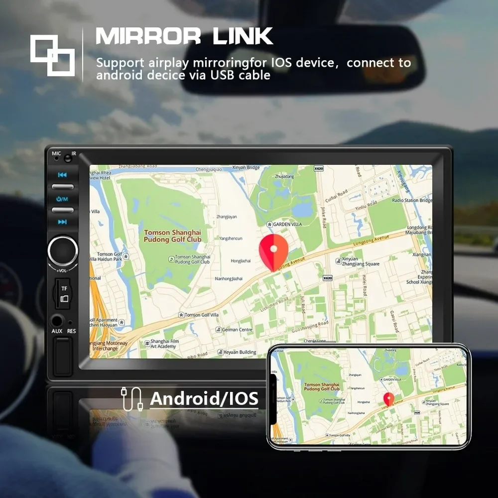 2 DIN 7인치 차량용 스테레오 라디오 터치스크린 BT/FM/USB/AUX 리모컨 MP5 플레이어