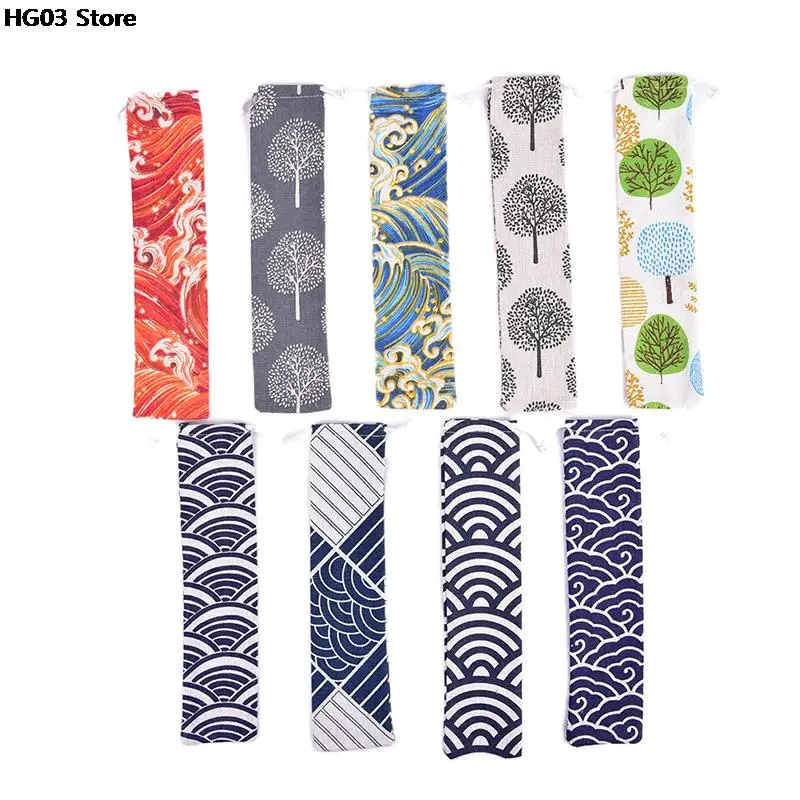 1PC Tableware Storage Bag Drawstring Portable Cotton Linen for Spoon Chopsticks Travel