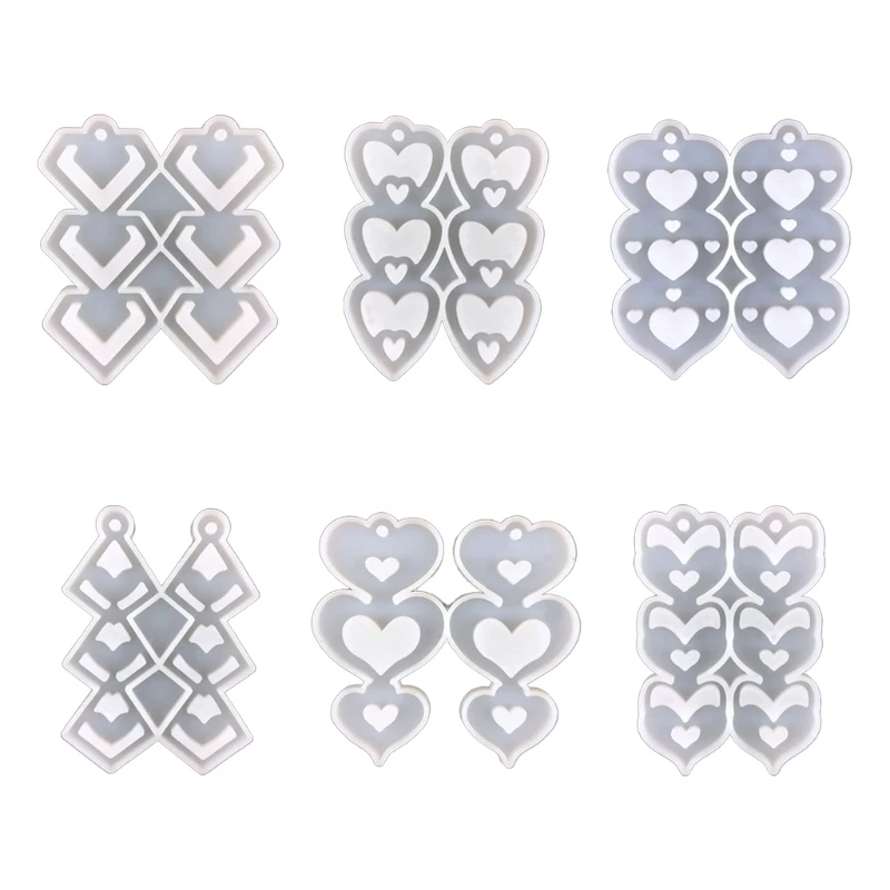 

MXME Multipurpose Earrings Resin Molds Heart Eardrop Silicone Moulds for DIY Tools