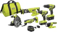 18V One+ Lithium Ion Combo Kit (6 Tools: Drill/Driver, Impact Driver, Reciprocating Saw, Circular Saw, Multi-Tool 1