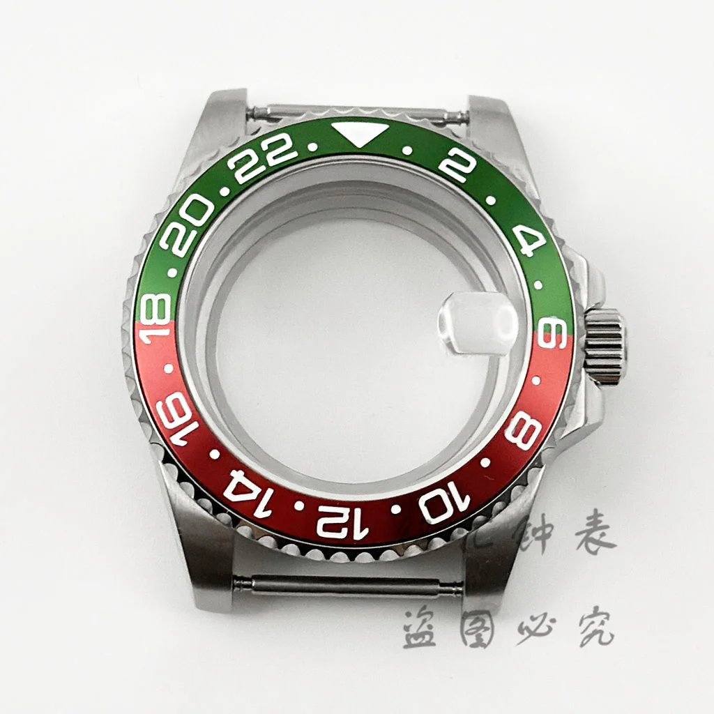 High-Quality 40MM GMT Watch Case with Aluminum Bezel, Stainless Steel Finish