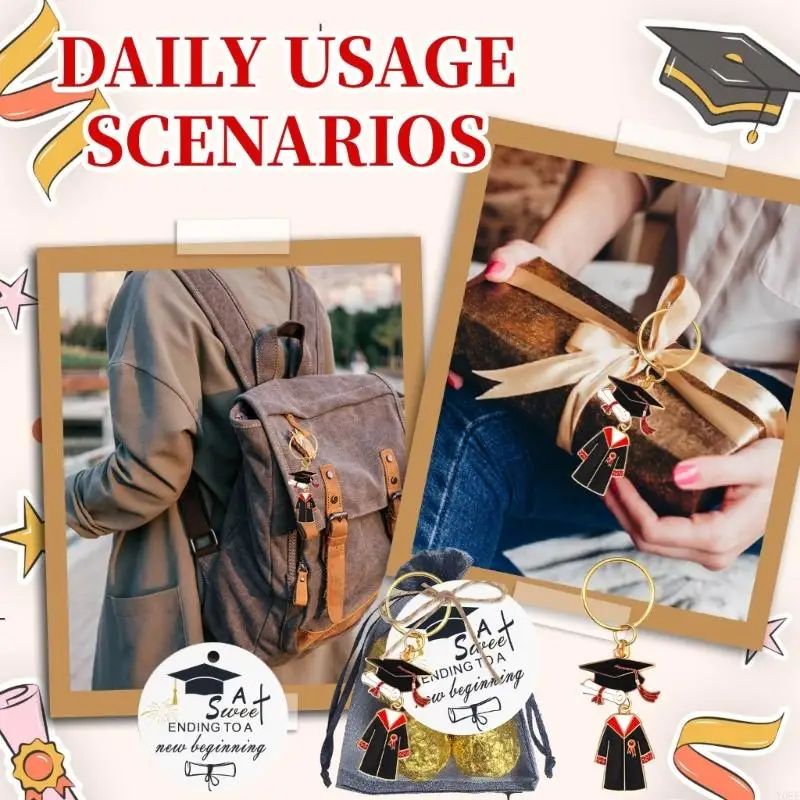 20 -teilige Abschlussschlüsselringe Set mit Geschenketiketten Mesh Bags Absolventen Souvenir Y08E – Detail 7