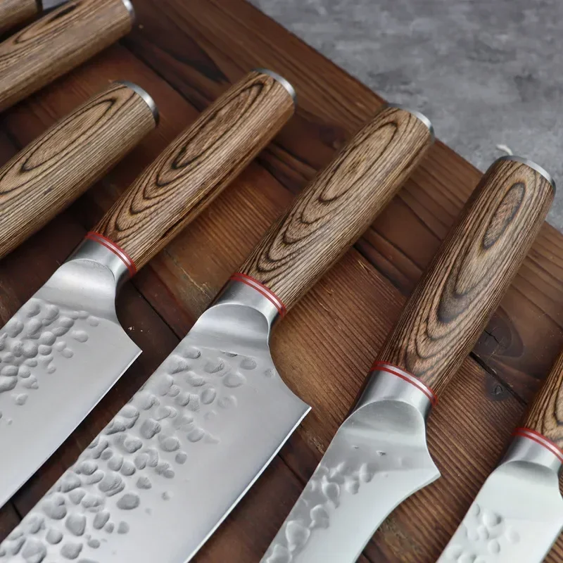 1-7pcs nerez ocel nože sada kované hamr vykosťování řeznictví nůž japonský kuchař santoku stříhání sekáček BBQ nástroje