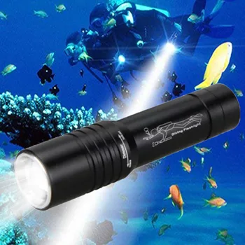 줌 가능한 다이빙 손전등, T6 LED 야외 다이빙 조명, 3 가지 모드 다이버 토치, 수중 방수 18650 캠핑 램프, 3800LM