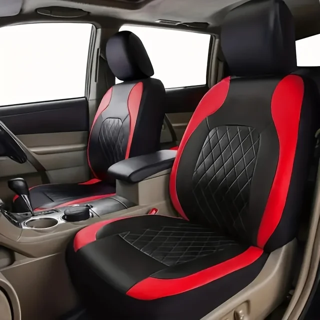 Front 2-seater or 5-seater car universal PU leather embroidered ultra-thin seat cover, protecting your car from dust and dirt 1