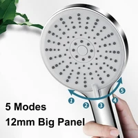 New 5 Modes Shower Head High Pressure Big Panel Large Flow Silver Black Showers Massage Handheld Showerhead Bathroom Accessories 1