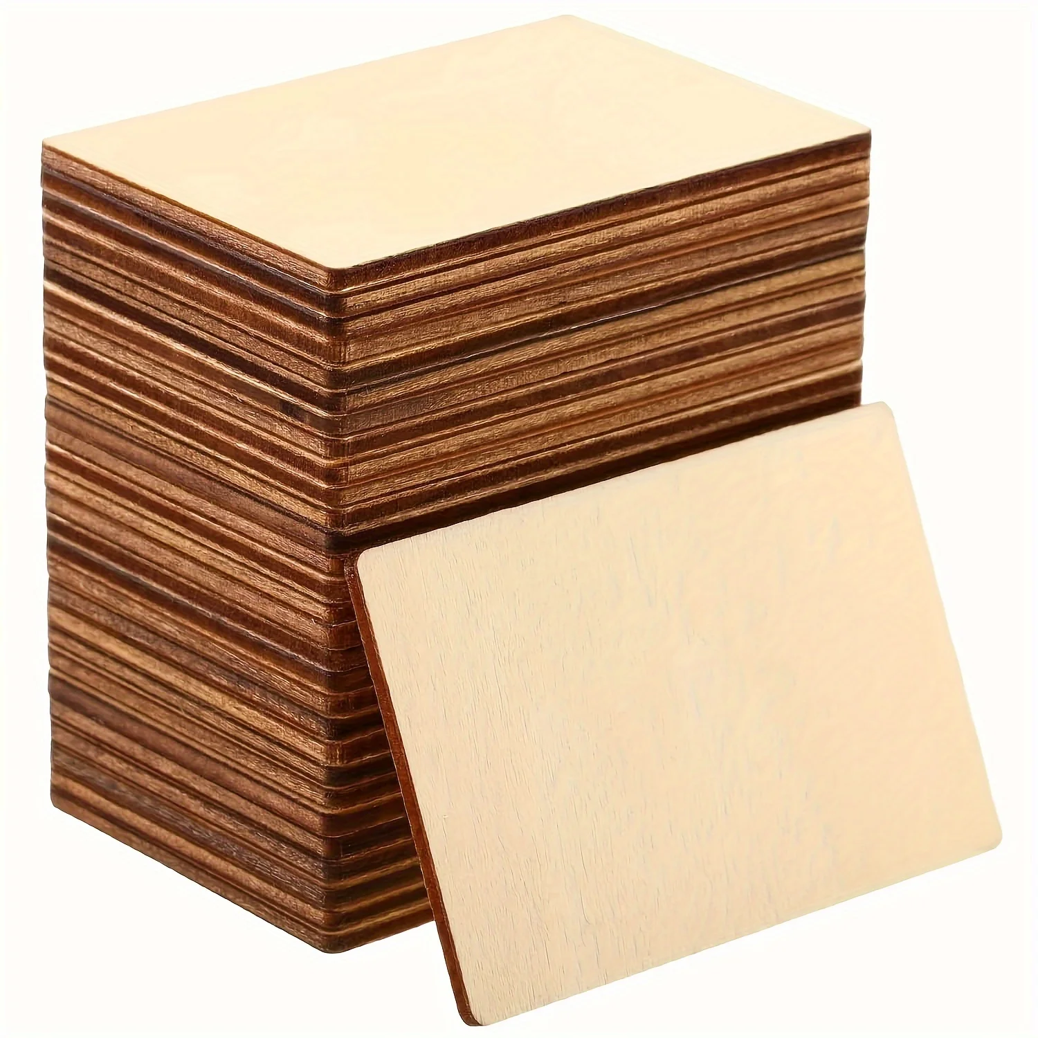 50pcs 빈 나무 사각형 나무 조각 라운드 코너 사각형 나무 컷 아웃, 2x3 인치, DIY 예술 공예 프로젝트, 장식