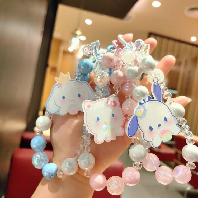 

Креативная цепочка-брелок Sanrio с бусинами, милая Подвеска для сумки kuromi, украшение для браслета, маленький подарок «сделай сам»
