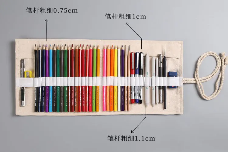 Kawaii 72-Slot Roll-Up Pencil Case - Cute & Spacious Stationery Organizer