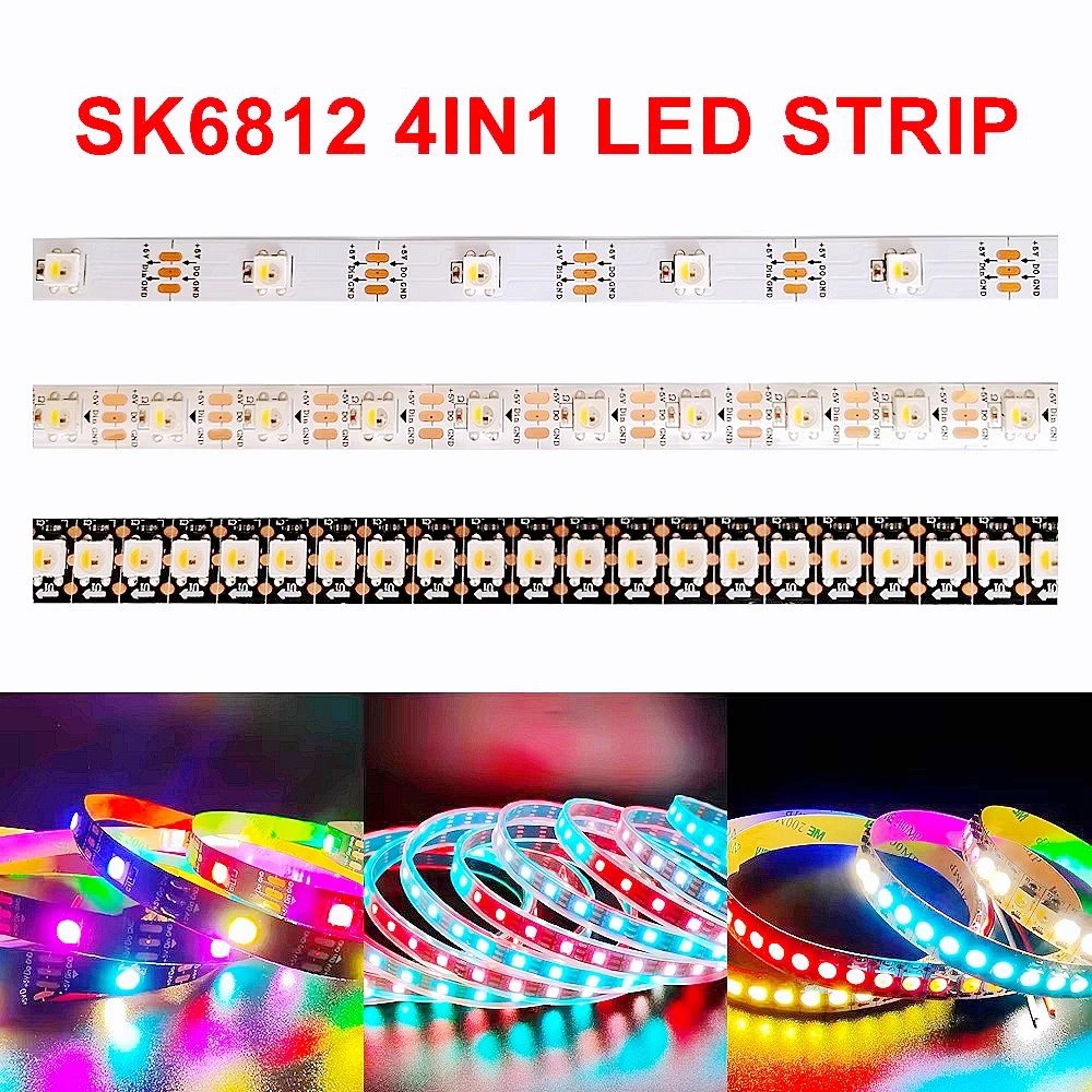 SK6812 RGBW LED 스트립 조명, 개별 주소 지정 가능 RGBWW LED 조명, IP30 65 67, 4 in 1, 5V 유사 WS2812B, 1 234, 5m, 30, 60 144 LED