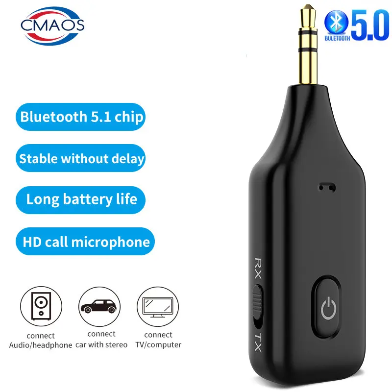 2 1 Wireless Bluetooth 5.0 Receiver Transmitter Adapter 3.5mm Jack Car